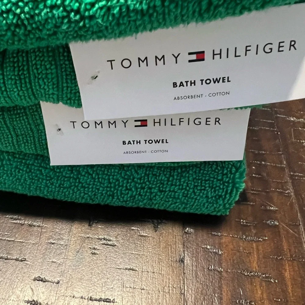 Tommy Hilfiger Green Cotton Bath Towel 6 Piece Set